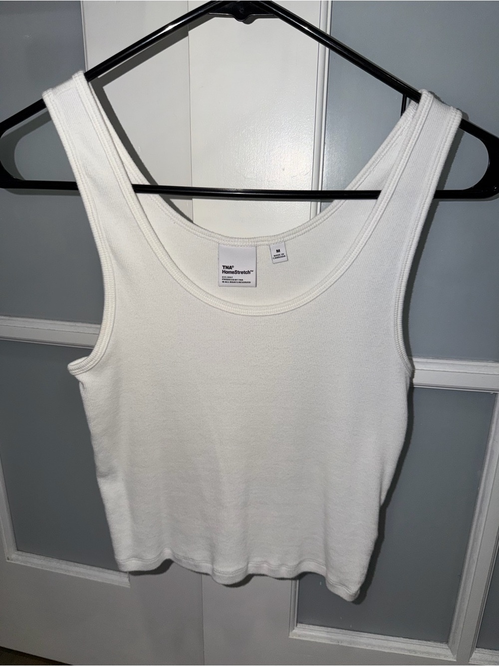 Aritzia TNA White Ribbed Tank Top